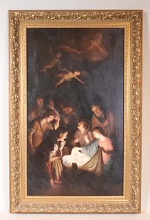 Dutch School, Nativity Scene, Oil on Canvas