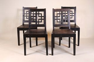 Four George III Style Ebonized Cockpen Side Chairs