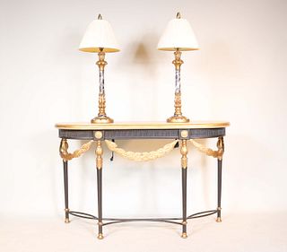 Neoclassical Style Wood and Metal Pier Table