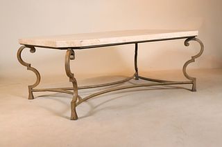 Baroque Style Stone and Metal Low Table
