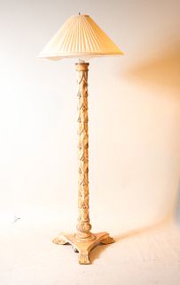 Baroque Style Painted and Carved Wood Floor Lamp