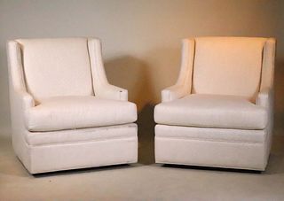 Pair of Contemporary Swiveling Club Chairs