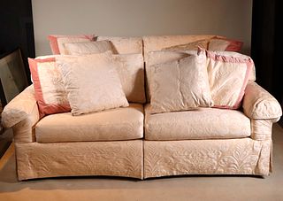 Pair of Pink and White Upholstered Sofas
