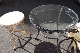Glass and Metal Patio Table