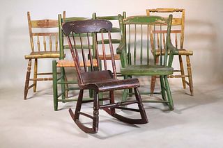 Group of Five Painted Chairs