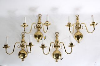 Four Chippendale Style Double-Light Wall Sconces