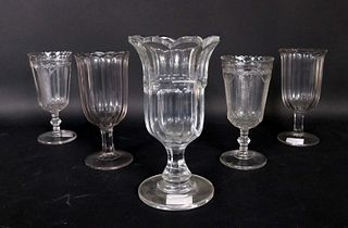 Two Pairs of American Pressed Glass Celery/Vases