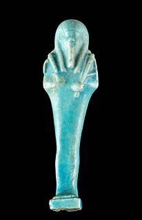 Egyptian Late Dynastic Glazed Faience Ushabti