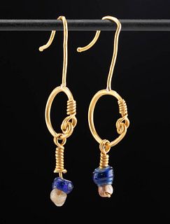 Wearable Roman Gold & Glass Bead Earrings