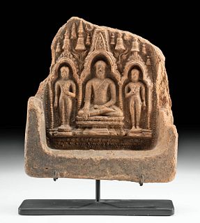 5th C. Burmese Pagan Pottery Panel of Buddha w/ TL Test
