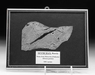 Framed Russian Seymchan Pallasite Meteorite Fragment