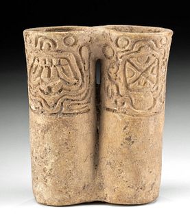Early Maya Pottery Double Jar w/ Incised Motifs, TL'd