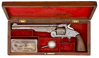 Cased Nimschke-New York Engraved Smith & Wesson Mod 3 American 2nd Model Single Action Revolver 