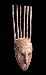 20th C. African Bamana Wood N'Tomo Mask - Female