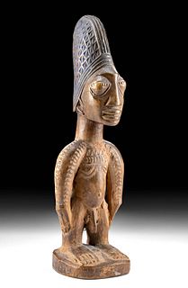 Early 20th C. African Yoruba Wood Male Ere Ibeji Figure