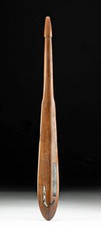 19th C. Polynesian Tonga Wood Paddle Club w/ Nacre