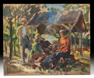William Draper Painting of Family Cookout, ca. 1967
