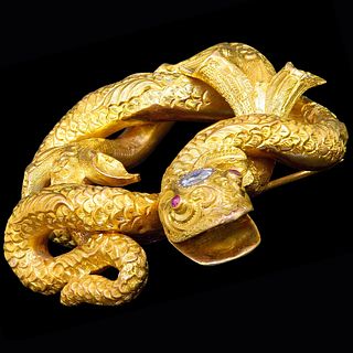  LARGE ANTIQUE DIAMOND AND SNAKE BROOCH