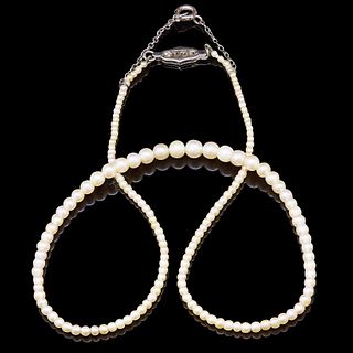 -NO RESERVE- GRADUATED NATURAL PEARL NECKLACE