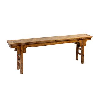 19th C. Chinese Ming Style Long Elm Bench