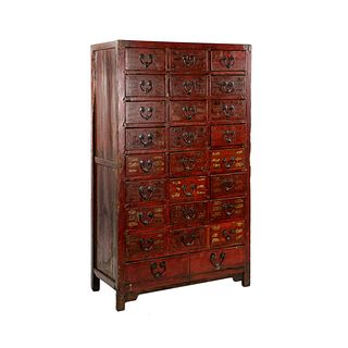Late 19th C Chinese 26 Drawer Apothecary Cabinet
