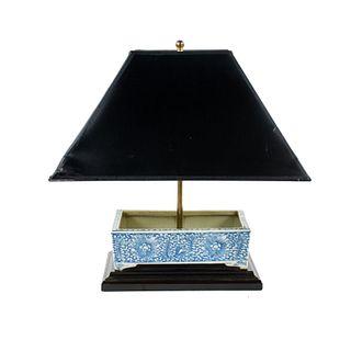 Qing Dynasty Blue and White Narcissus Basin Table Lamp