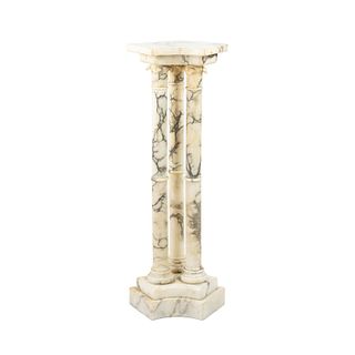 Italian Calacatta Marble Triple Column Pedestal Stand