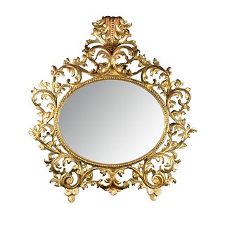 Italian Florentine Giltwood Pierced Oval Wall Mirror