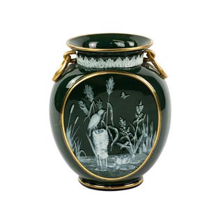 A George Jones Pate-sur-Pate Green Ground Vase