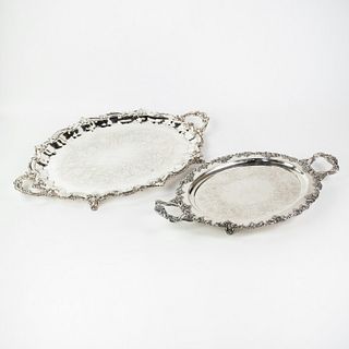 Grouping of Two Silver-Plated Serving Trays