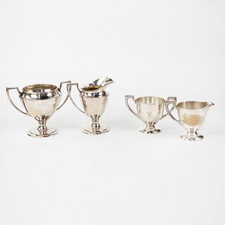 Grouping of Silver-Plated Cream and Sugar Sets