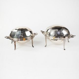 Grouping of Two Silver-Plated Chafing Dishes