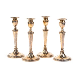 Set of Four Art Deco Silver-Plated Candlesticks