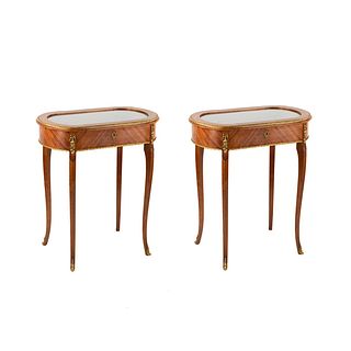 19th C Pair of Louis XV Style Shadow Box Side Tables