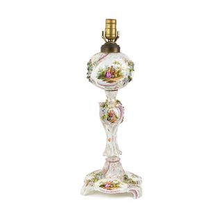 Antique Dresden by Carl Thieme Porcelain Lamp