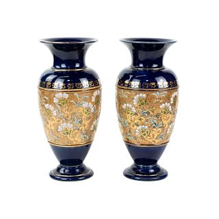 Pair of Royal Doulton England Slaters Art Nouveau Vases