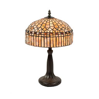 Tiffany Style Brown Stained Glass Dome Table Lamp