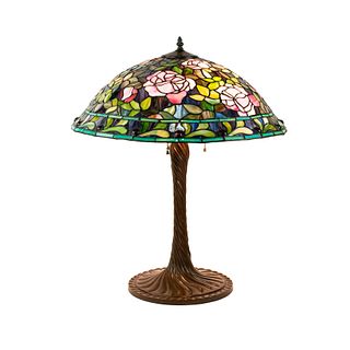Tiffany Style Copper Stained Glass Shade Table Lamp