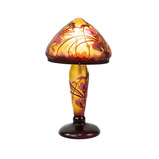 Galle Signed Art Nouveau Cameo Glass Table Lamp