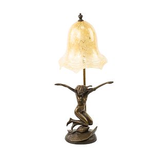 Auguste Moreau Signed Sculptural Bronze Lamp