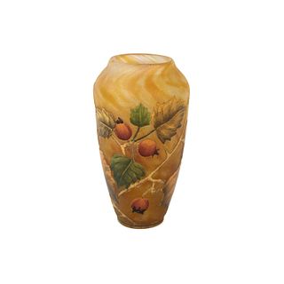 Daum Nancy Cameo Glass Apricot Vase