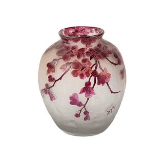 Legras Cherry Blossom Cameo Glass Vase