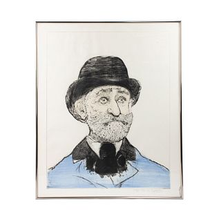 Signed Portrait Lithograph of Giuseppe Verdi