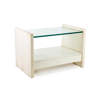 Karl Springer Albino Python Glass Top Side Table