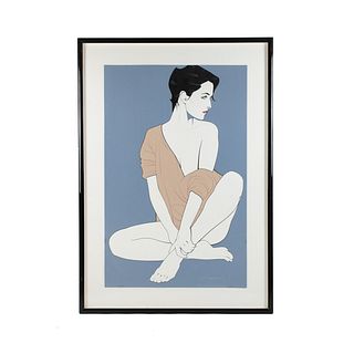 Patrick Nagel Seated Woman Serigraph Framed Print