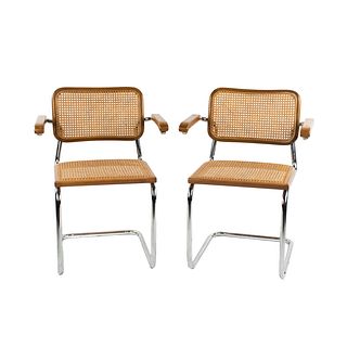 Pair of Marcel Breuer for Knoll Cesca Arm Chairs