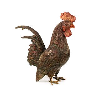 Antique Bronze Rooster Sculpture