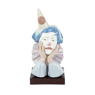 Lladro Porcelain Jester Clown Bust with Base No. 5129