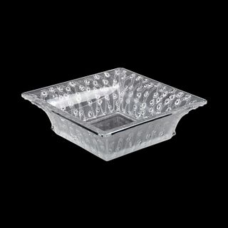 Lalique France Crystal 'Roses' Square Bowl