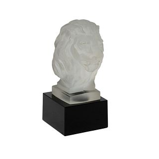 Lalique France Frosted Glass Lion Bust Sculpture